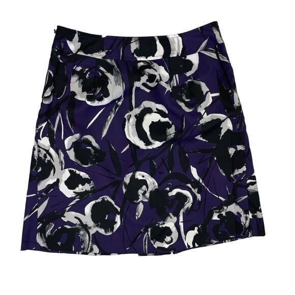 Ann Taylor Petite Floral Pleated Purple Skirt Y2K Vintage Size 4 Petite - Picture 5 of 6